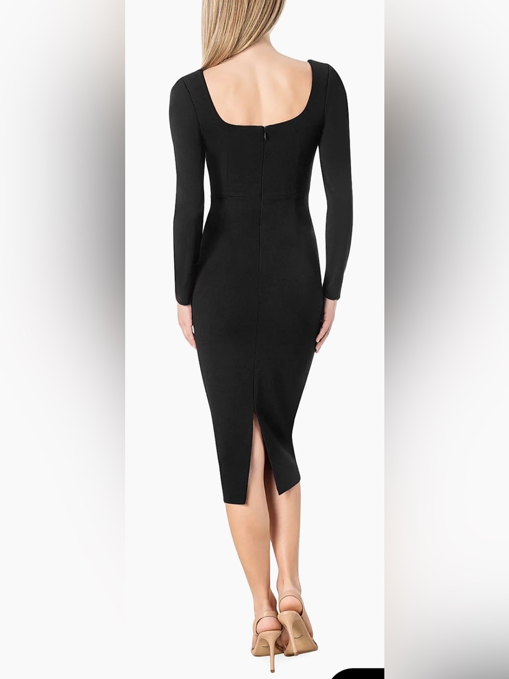 Dress the Population Black Long-Sleeve Sweetheart Midi Dress. Size: XS - Picture 2 of 4